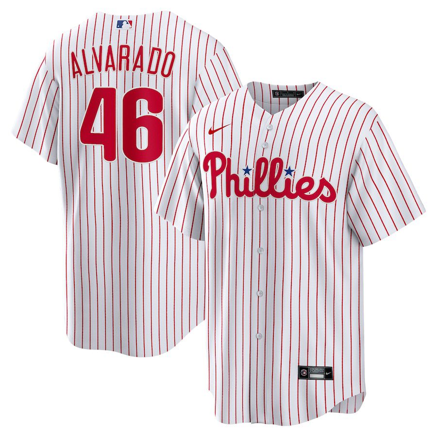 Men Philadelphia Phillies #46 Jose Alvarado Nike White Home Replica Player MLB Jersey->philadelphia phillies->MLB Jersey